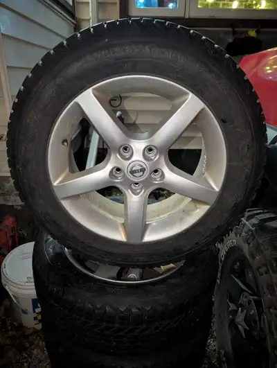 Tread depth is great. 225/60/R17 Bolt pattern is 5x114.3 (or 5x4.5 inch) They were on a Nissan Rogue...