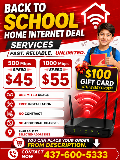 "Back to School"|Cheap Home Internet|500 Mbps $45|Fiber Internet, View more