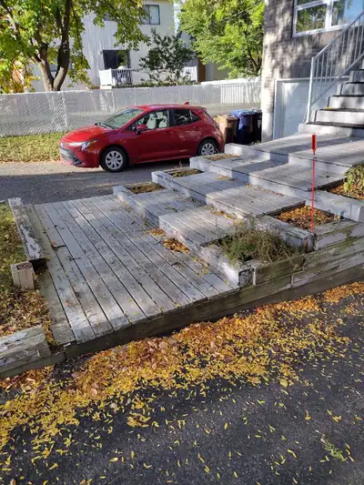 installation pavé unis,crépissage, béton, patio en bois traité, View more