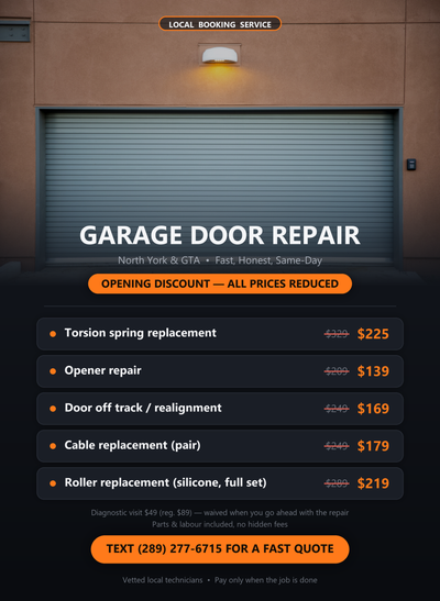 Garage Door Repair - Springs, Openers, Cables | North York GTA, View more