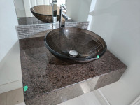 Like New Floating Stone Vanity Top with Vessel Sink 23" x 28"