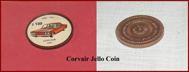 Jello Coin  Corvair  #189 Premium from the 60's in Arts & Collectibles in Belleville - Image 3