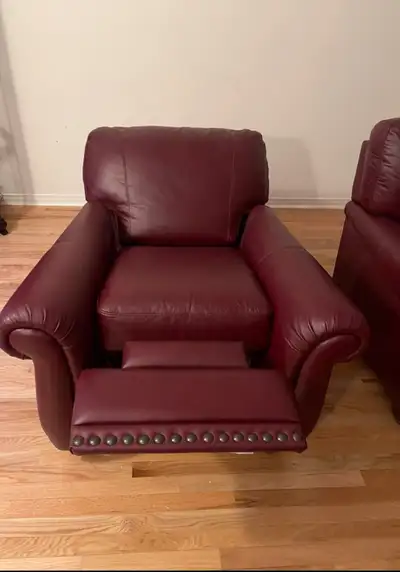 Natuzzi Burgundy Leather Recliner Chair, View more