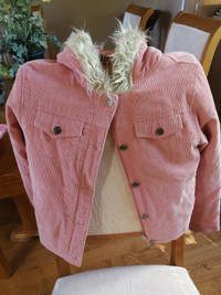 Pink Corderoy Hooded Jean Jacket