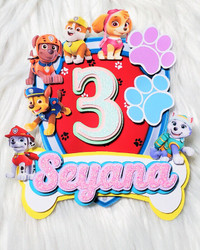 Paw Patrol Personalized cake topper- pup cake topper