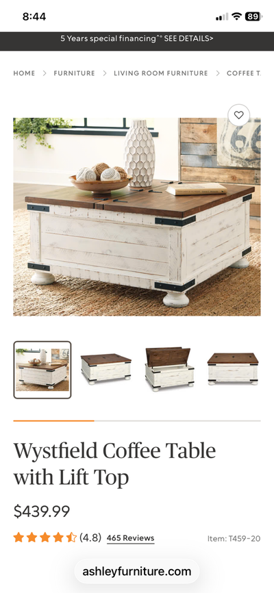 Ashley Wystfield Lift-Top Coffee Table, View more