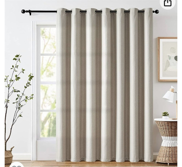 SOLD - Jin Chan Textured Curtains - 100"W×84"L, Greyish Beige dans Décoration intérieure et accessoires  à Ville de Montréal
