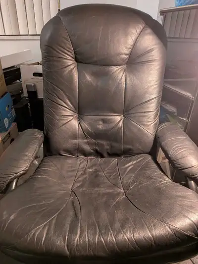 leather chair and ottoman, View more