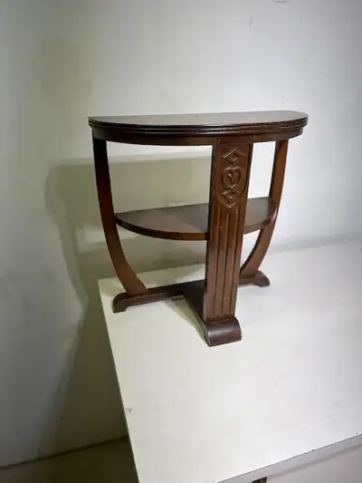 Wood Side Table - Half Moon Shape, View more