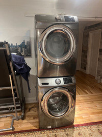 Like new Samsung “27” stackable washer and dryer set   for sale 