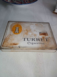 Vintage Turret Cigarettes (50) Flat Tin - Ogden Liverpool Mfg 