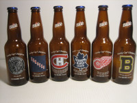 NHL ORIGINAL SIX STANLEY CUP CHAMPIONS LABATT BLUE BEER BOTTLES