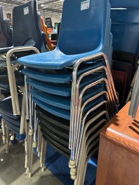 Stacking Adult 18" chairs, plastic with metal legs