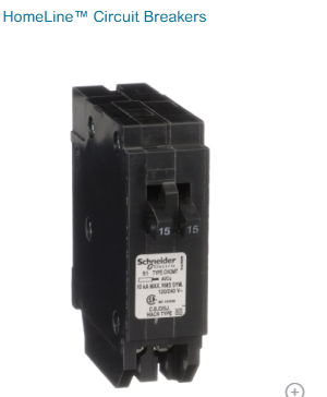 SCHNEIDER CHOMT1515 2x1Pole@15A 120/240V Tandem Circuit breaker, View more
