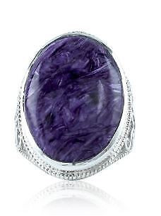 Huge Charoite sterling silver scrollwork ring, size 7 in Jewellery & Watches in City of Halifax