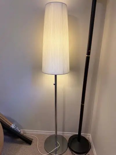 Modern Chrome Floor Lamp – 160cm Tall – Pleated Shade – $40, View more