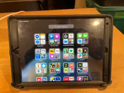 IPad is in pristine condition with no scratches or cracks. Includes stand and case(Otterbox).