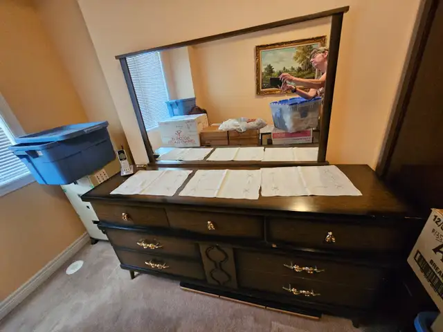 Black coloured  7 Drawer Dresser with Mirror in Dressers & Wardrobes in Peterborough - Image 2