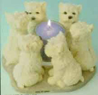 Circle of West Highland White Terriers, Westie circle candle