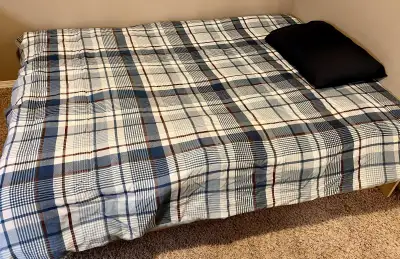 Wood-frame low-rise bed & mattress: $125, View more
