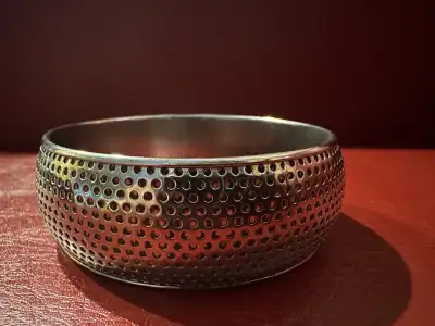 Wide Polka Dot Bangle Silver Tone, View more