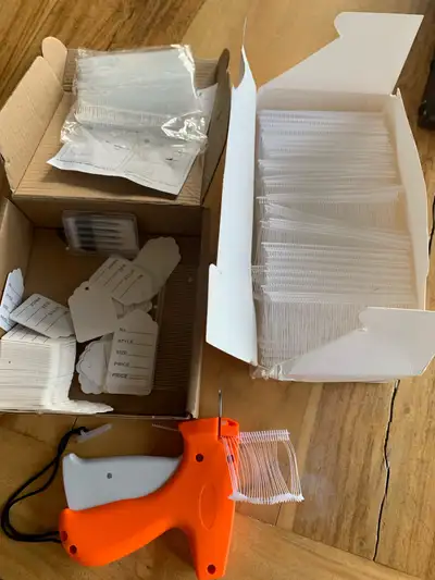Used for tagging clothes for a yard sale. In like new condition. Purchased extra tags and fasteners...