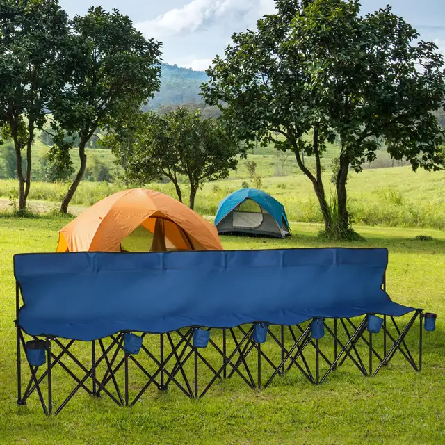 Outsunny 6 Seat Foldingblue Camping Chair with Cup Holder  in Chairs & Recliners in Markham / York Region - Image 8