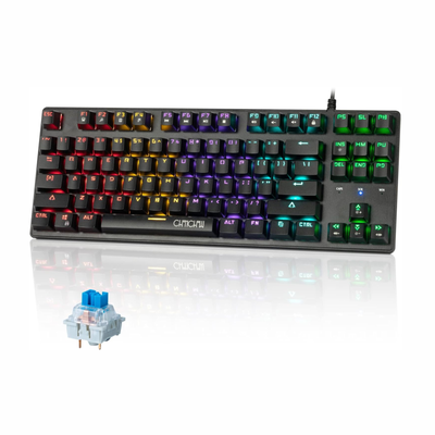 Mechanical Gaming Keyboard TKL 87 Keys Blue Switch RGB Rainbow B, View more