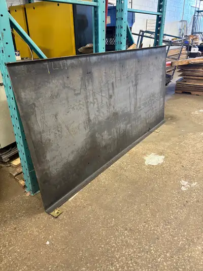 - 1/4 “ thickness steel plate -Previously used for heavy duty work bench -96”L x 42” W (plus 2” over...