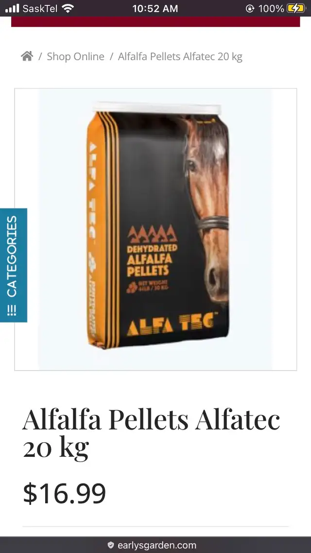 Alfalfa pellets, AlfaTec bag opened but full