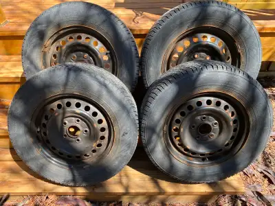 These tires are on Honda 15" steel rims (bolt pattern 5 x 144.3mm). I estimate they have no more tha...