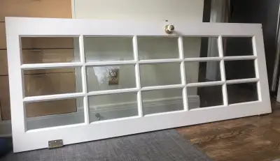 15 pane door w/  brass hinges and door handle, View more