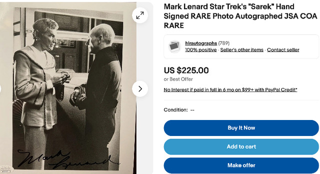 Sarek, Mark Lenard, Spock's father in Star Trek - Autograph in Arts & Collectibles in Trenton - Image 3