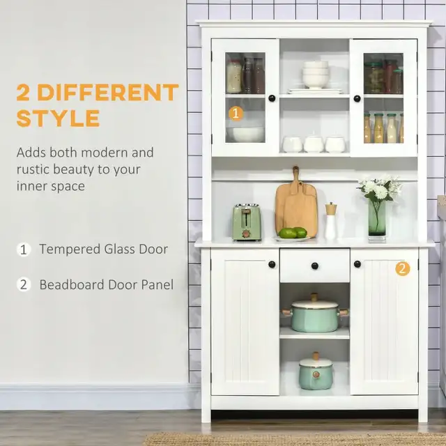 Kitchen Pantry Storage Cabinet, Freestanding Buffet with Hutch, in Hutches & Display Cabinets in Markham / York Region - Image 3