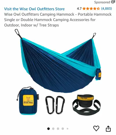 Wise Owl Outfitters Double Owl Camping Hammock- Brand New, View more