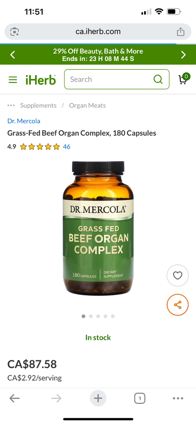 Dr. Mercola beef organ complex supplement, View more