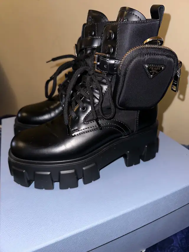 Prada women monolith leather and nylon boots US 7 in Women's - Shoes in Oakville / Halton Region - Image 4