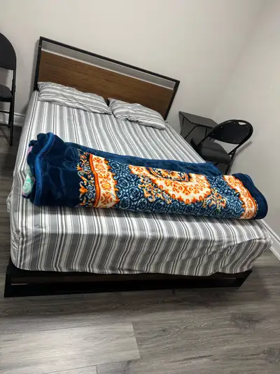 ZINUS QUEEN bed frame metal and wood headboard. and 12, View more