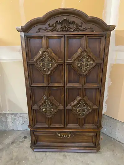 Vintage Mediterranean‑Style Armoire / Wardrobe Cabinet, View more