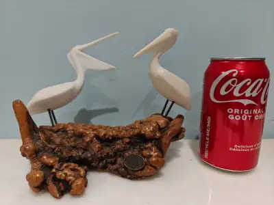 Vintage John Perry USA made pellucid pelican burl wood sculpture, View more