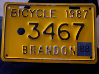 Brandon Bicycle Licence Plate 