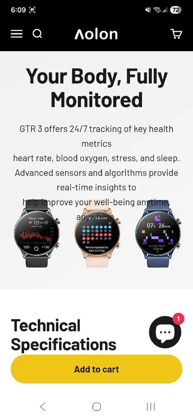 Aolon GTR3 slim smartwatch558827410178723847