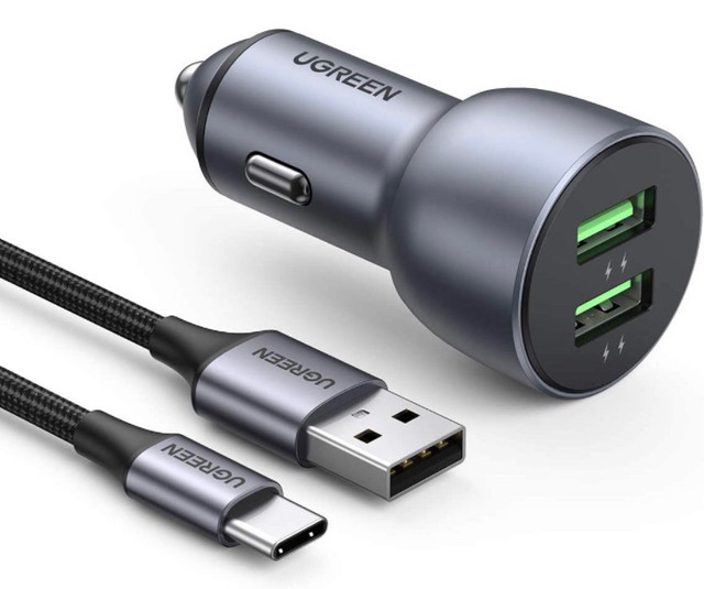 UGREEN USB Car Charger, Aluminum 36W Dual USB QC 3.0  in Cell Phone Accessories in Saskatoon