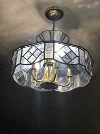 Vintage Tiffany Style Stained Glass Chandelier