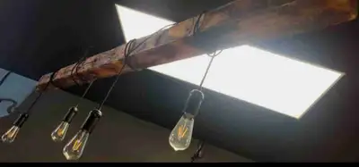 Ructic Barn Beam Edison bulb lighting , just over 7ft in length . It's gorgeous in home or business...