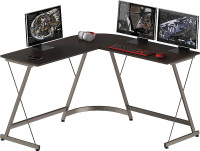 SHW Gaming Desk L-Shaped Office Computer Corner Table, Espresso