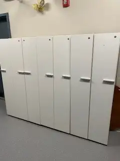 6 lockers - white laminate with coat hooks and shelf, View more