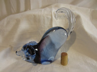 Vintage Blue Art Glass Murano Italy Puppy Dog Figure Sommerso