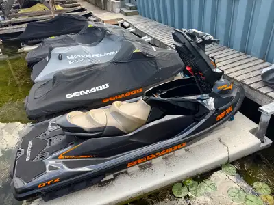 For sale as a complete package – two 2023 Sea-Doo GTX 230 personal watercraft, plus a KAR TXND doubl...