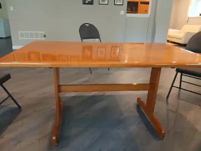 KITCHEN OR DINING ROOM TABLE, OAK FINISH, View more